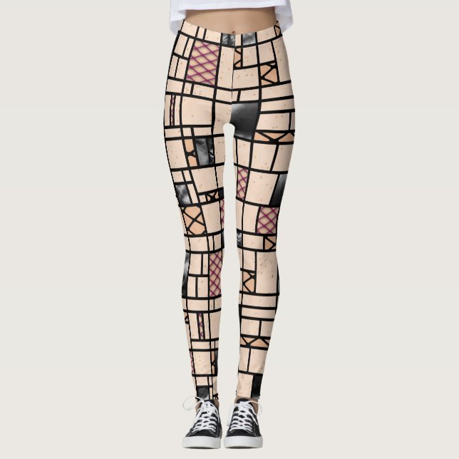 Modern konsthandelskal och läder, Mönster Leggings (Framsida)