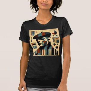 Modern konstman i mitten av århundradet som bär en t shirt