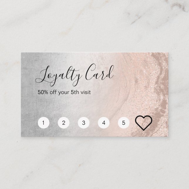 Modern konstnär av kopparsmakeup guld glitter silv lojalitetskort (Framsida)