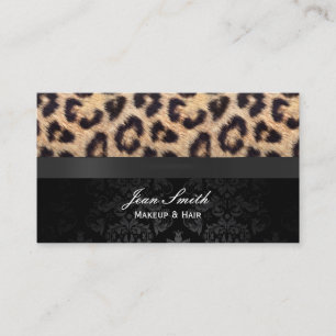Modern konstnär för damast- & LeopardtryckMakeup Visitkort