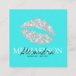 Modern konstnär namnteckning turkos fyrkantigt visitkort