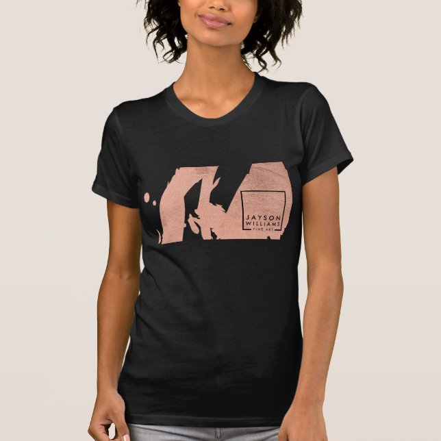 Modern konstnärlig Abstrakt Ro Guld/svart Brushstr Tee (Framsida)