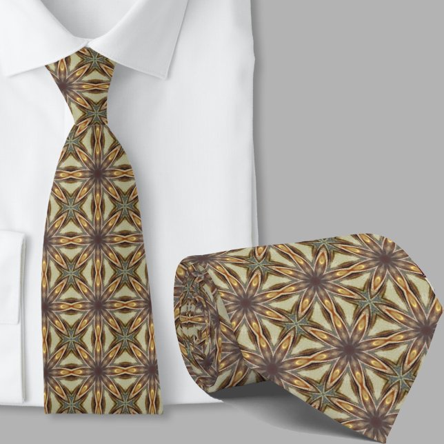 Modern konstnärlig brun geometrisk mönstrad slips (Skapare uppladdad)