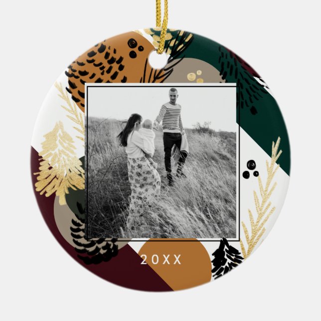 Modern konstnärlig | Foton för minimal uppvärmning Julgransprydnad Keramik (Framsidan)