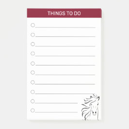 Modern konstnärlig häst i burgunderrött & vitt post-it block