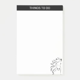 Modern konstnärlig hästsilhuett i svartvitt post-it block