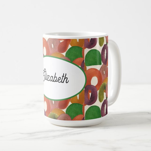 Modern konstnärlig höstfärgad mönster kaffemugg (Framsida höger)