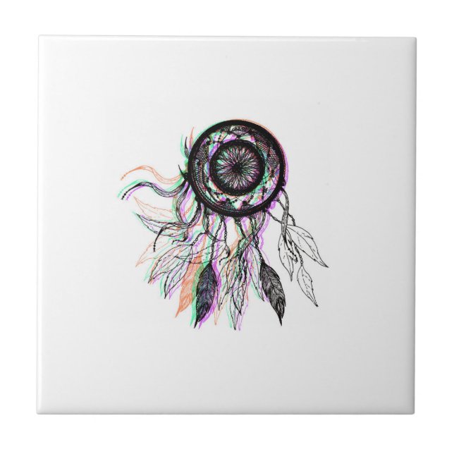 Modern konstnärlig indian Dreamcatcher Kakelplatta (Framsidan)