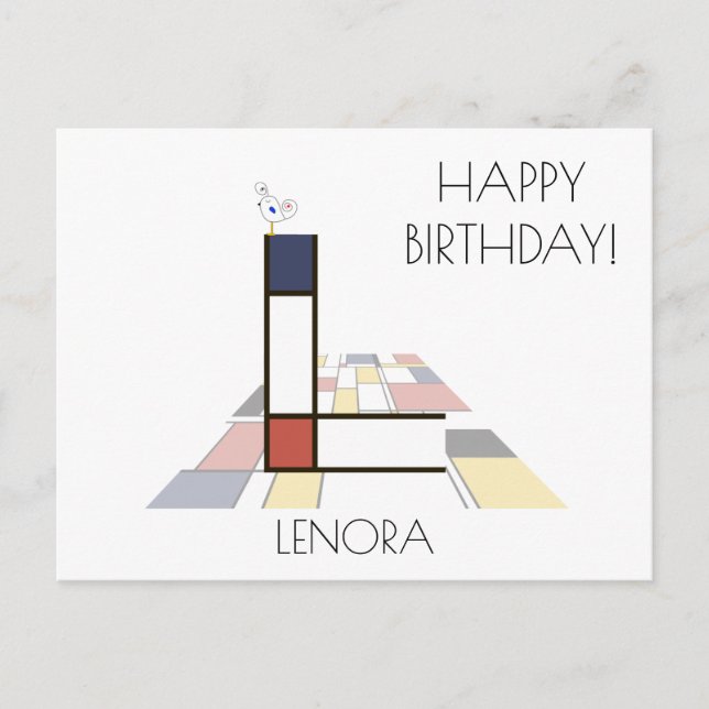 Modern konstnärlig monogram. Bokstav L Vykort (Framsida)