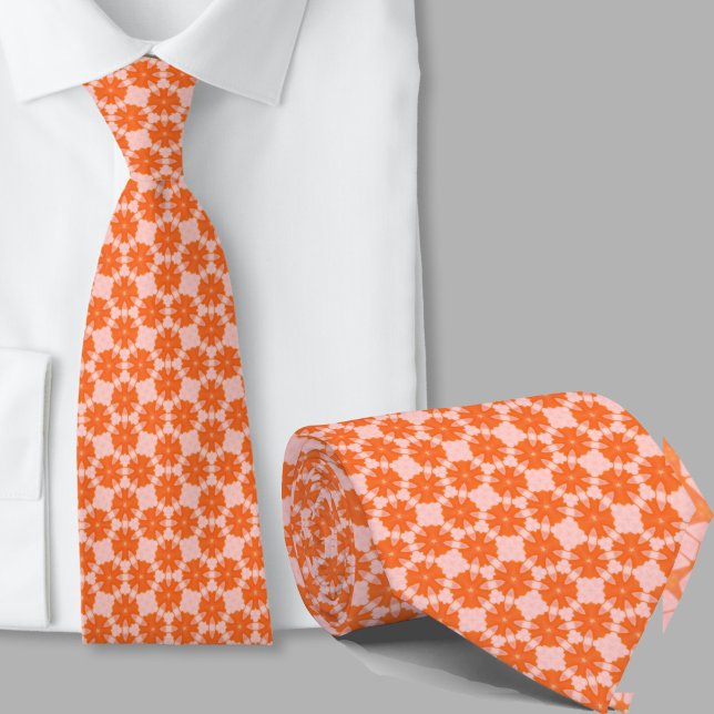 Modern konstnärlig orange geometrisk mönstrad slip slips (Skapare uppladdad)