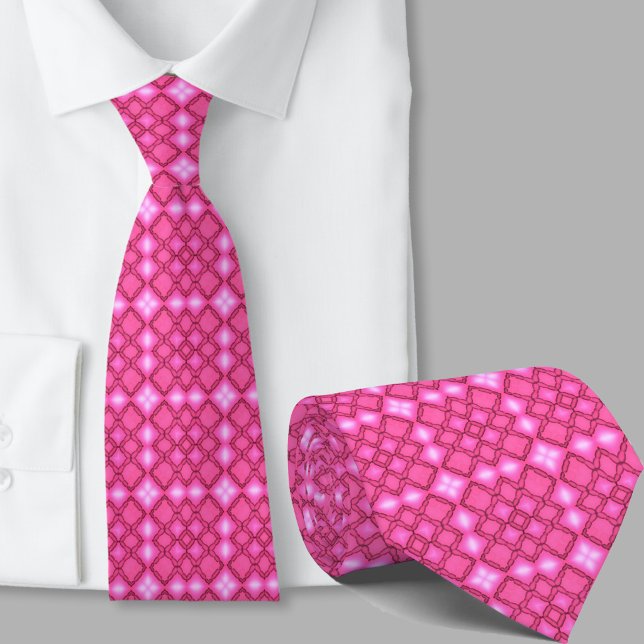 Modern konstnärlig rosa geometrisk mönstrad slips (Skapare uppladdad)