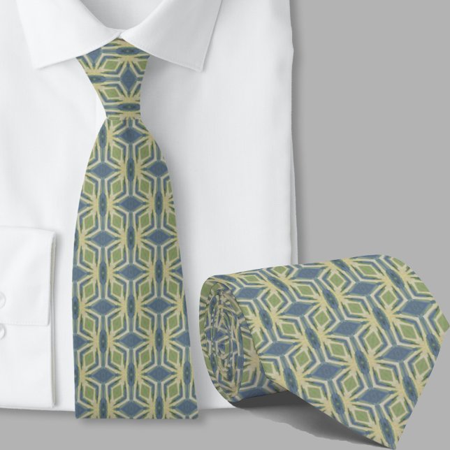 Modern konstnärlig Sage Green Blue Mönster slips (Skapare uppladdad)