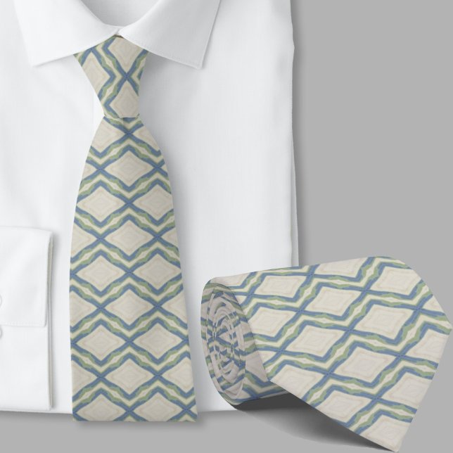 Modern konstnärlig Sage Green Blue Mönster slips (Skapare uppladdad)
