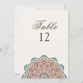 Modern konstnärlig stil Mandala Bröllops Bord Numm Inbjudningar