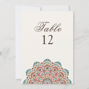 Modern konstnärlig stil Mandala Bröllops Bord Numm Inbjudningar