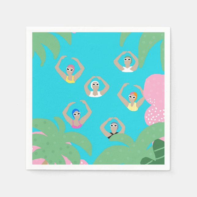 Modern konstnärlig synkroniserad simmare Bassäng Pappersservett (Framsidan)