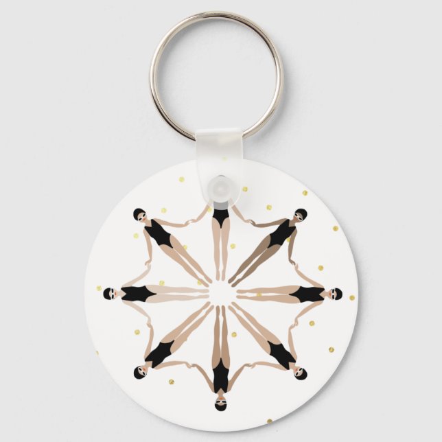 Modern konstnärlig synkronisering av simmare Guld- Nyckelring (Framsida)