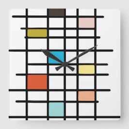 Modern konstnärlig utskrift i mitten av århundrade fyrkantig klocka