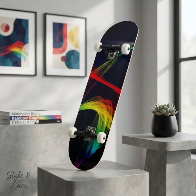 Modern konstnärlig vågig skateboarddesign mini skateboard bräda 18,5 cm (Modern Artistic Wavy Design Skateboard)