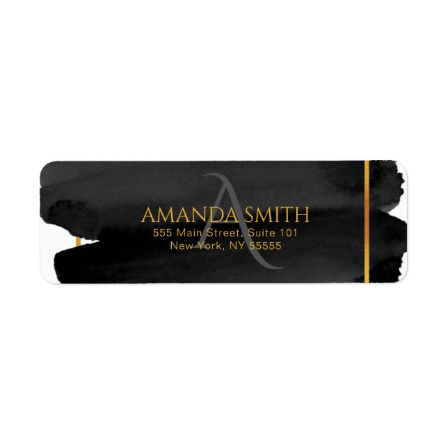 Modern konstnärlig vattenfärg och Guld Returadress Etikett (Framsidan)
