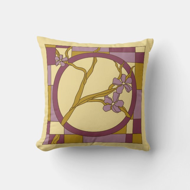 Modern konstNouveau blommor cirklar lilor Kudde (Framsida)