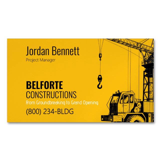 Modern konstruktion | Yellow & Crane Design Magnetiska Visitkort (Framsida)