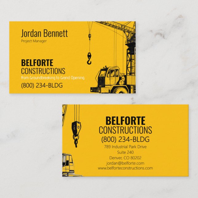 Modern konstruktion | Yellow & Crane Design Visitkort (Fram/baksida)