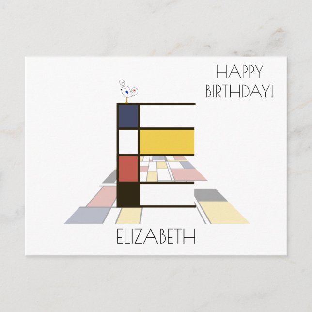 Modern konststil Monogram. Bokstav E Vykort (Framsida)