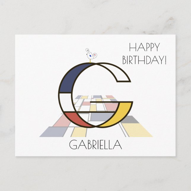 Modern konststil Monogram. Bokstaven G Vykort (Framsida)