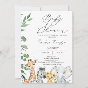Modern könsuppehållande kolv Safari Baby Shower Inbjudningar
