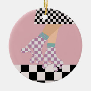 Modern kontroll av rockor med skal av flickor julgransprydnad keramik