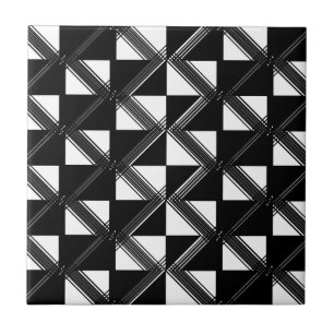 Modern kontroll av svart vit geometrisk linje Möns Kakelplatta