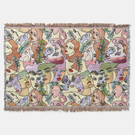 Modern konturlinje Doodle teckning art Filt