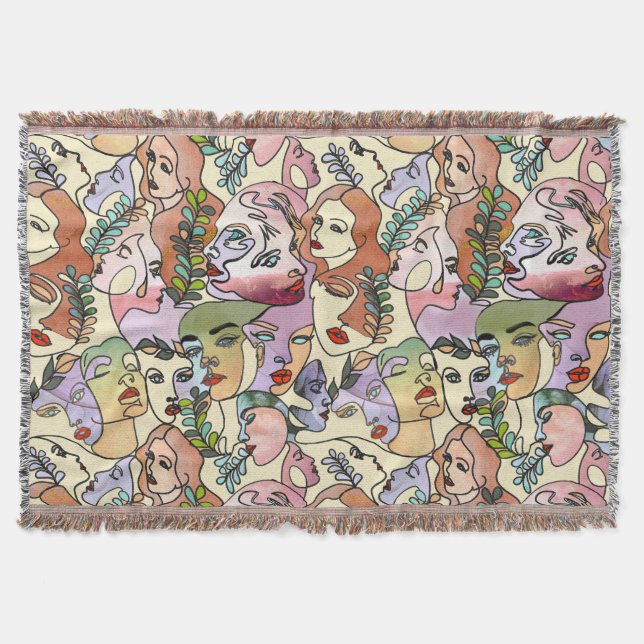 Modern konturlinje Doodle teckning art Filt (Framsidan)