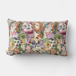 Modern konturlinje Doodle teckning art Lumbarkudde