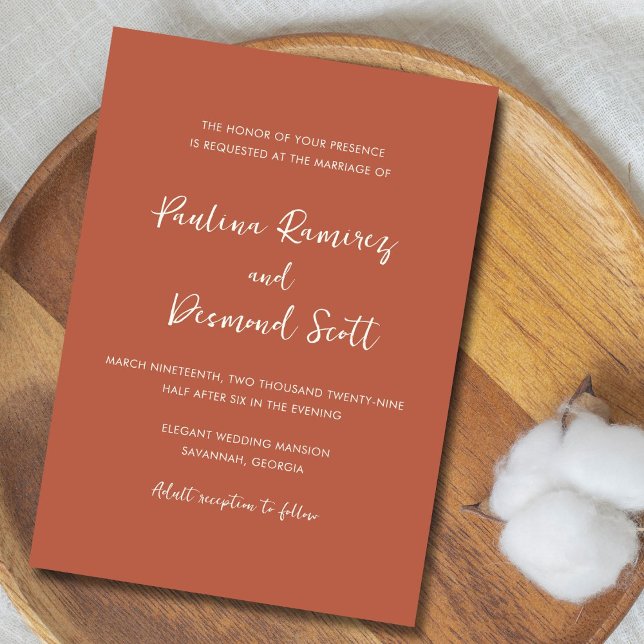 Modern Koppar Enkel Bröllop Inbjudningar (Skapare uppladdad)