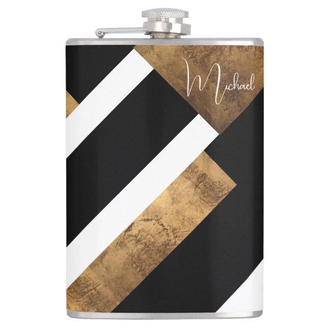 Modern Koppar Geometrisk Monogram Chic Fickplunta (Framsidan)