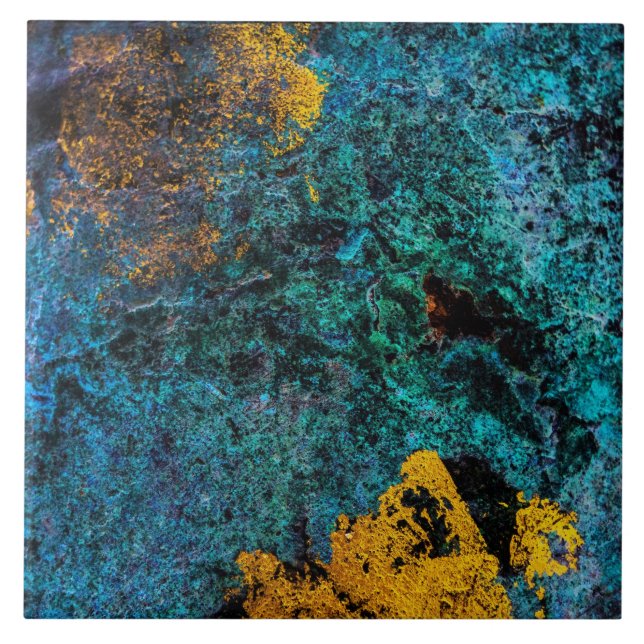 Modern Koppar Metallisk Blå Guld Kakelplatta (Framsidan)