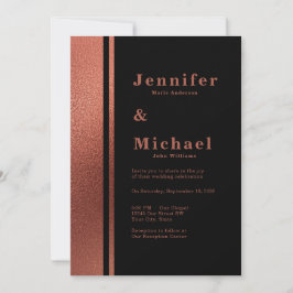Modern koppar och svart Elegant bröllop Inbjudningar