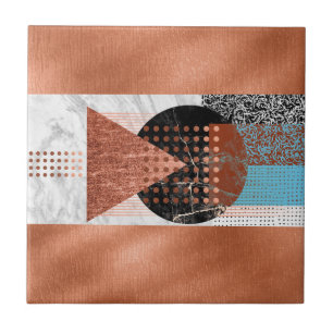 Modern kopparblått svart geometriskt Mönster Kakelplatta