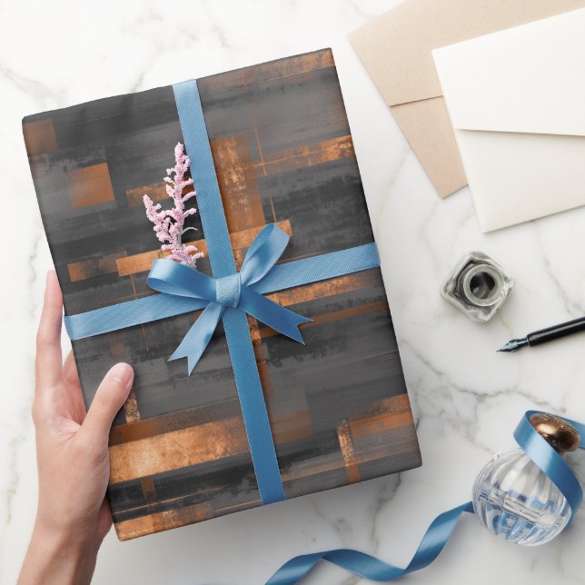 Modern kopparbrons glans abstrakt mönster presentpapper (Gifting)