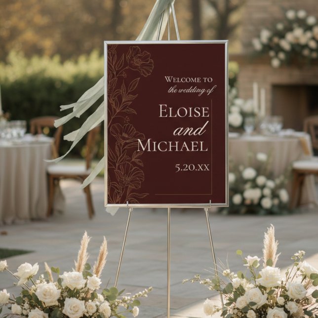 Modern Kopparbrun Välkomstskylt för Bröllopsceremo Poster (Modern Copper Brown Wedding Ceremony Welcome Poster)