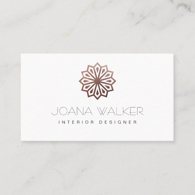Modern kopparros orientalisk inredningsdesigner visitkort (Framsida)
