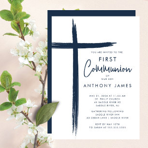 Modern Kor Boys First Communion Inbjudningar