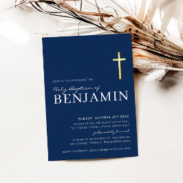 MODERN KOR heliga baptism, minimalt blåvitt marint Inbjudningar