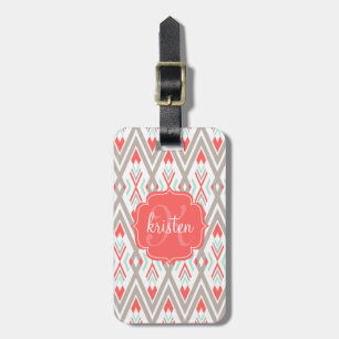Modern koral Geometric Tribal Aztec-Personlig Bagagebricka