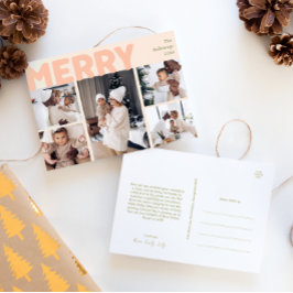Modern koral Merry-år med fetstil i recension 5 fo Helg Vykort