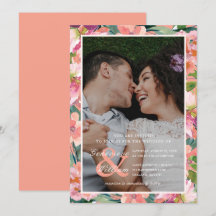 Modern koral och persiko-Blommigt Photo Bröllop