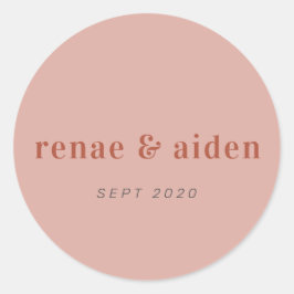 Modern koral- och Rust bröllop-dekal Runt Klistermärke