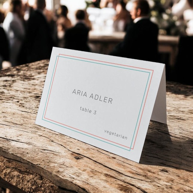 Modern koral- och teal-Bröllop-ortkort Bordsnummer (AVERY Modern Coral and Teal Wedding Place Cards)